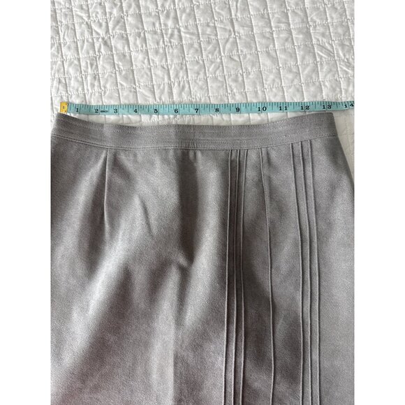 Vintage Yves St Simon Grey Suede Leather Skirt Suit Womens Size M Two-Piece - Picture 9 of 16